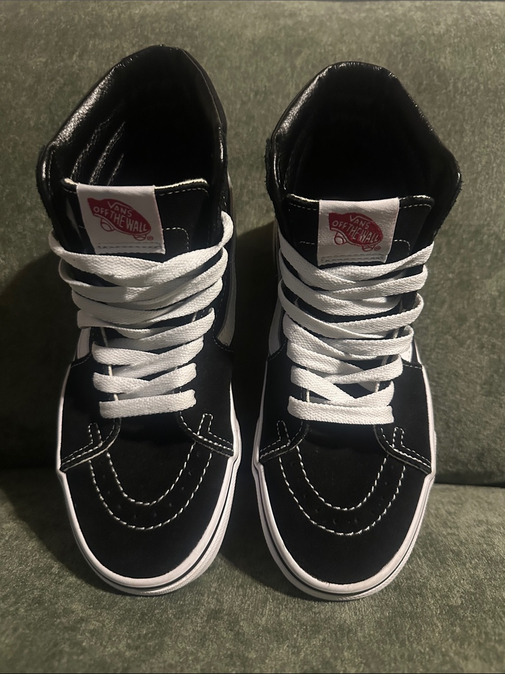 Vans Black & White High Top Skate Sneakers - Picture 7 of 8